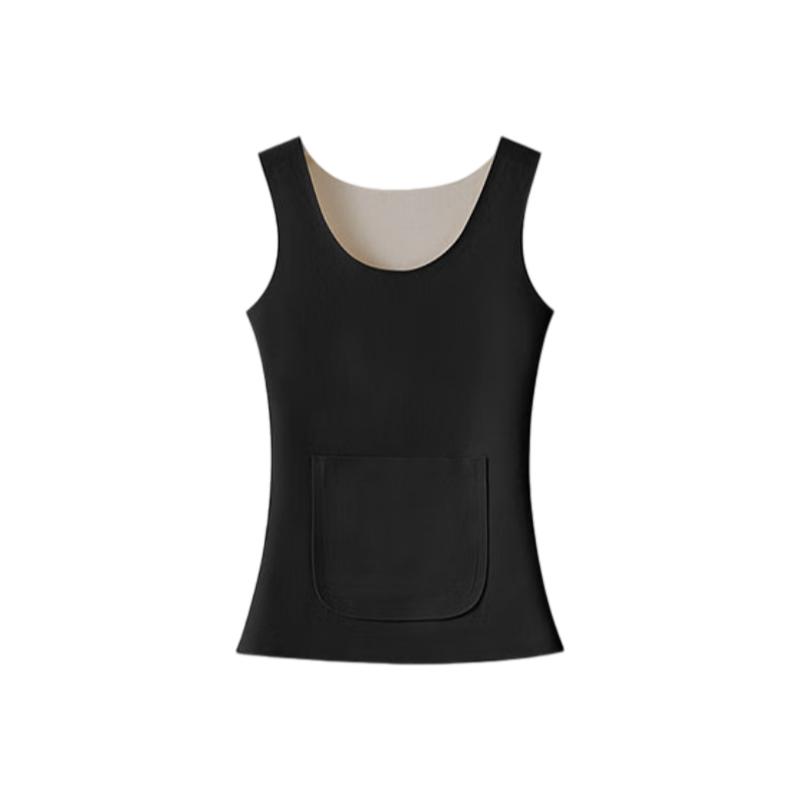 Ordifen Women's Thermal Vest Seamless Patch with Pockets Fleece Lined Thickened Warm Belly Autumn Winter Innerwear