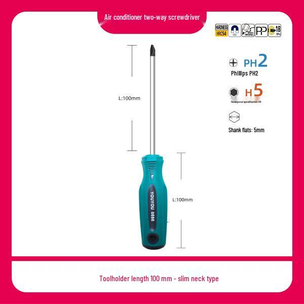 Hexagon Magnetic Screwdriver Set: 5 Replaceable Hex Bits & Phillips for Air Conditioner Repair