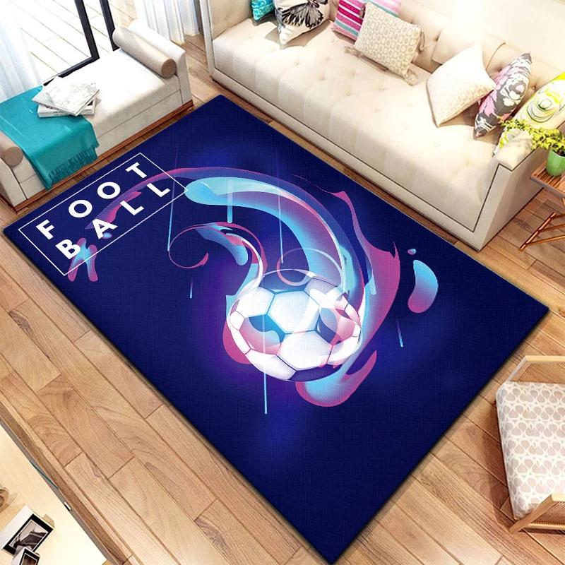 Soccer Football Sports Silhouette Pattern Carpet for Living Room Rugs Camping Picnic Mat Anti-Slip Rug Crawl Mat Fans Gift