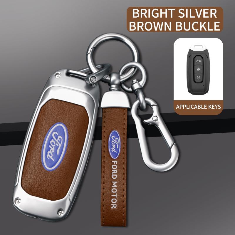 Zinc Alloy Leather Car Smart Remote Key Cover Case Keyless for Ford Territory EV Equator Protector Shell Holder Auto Accessories