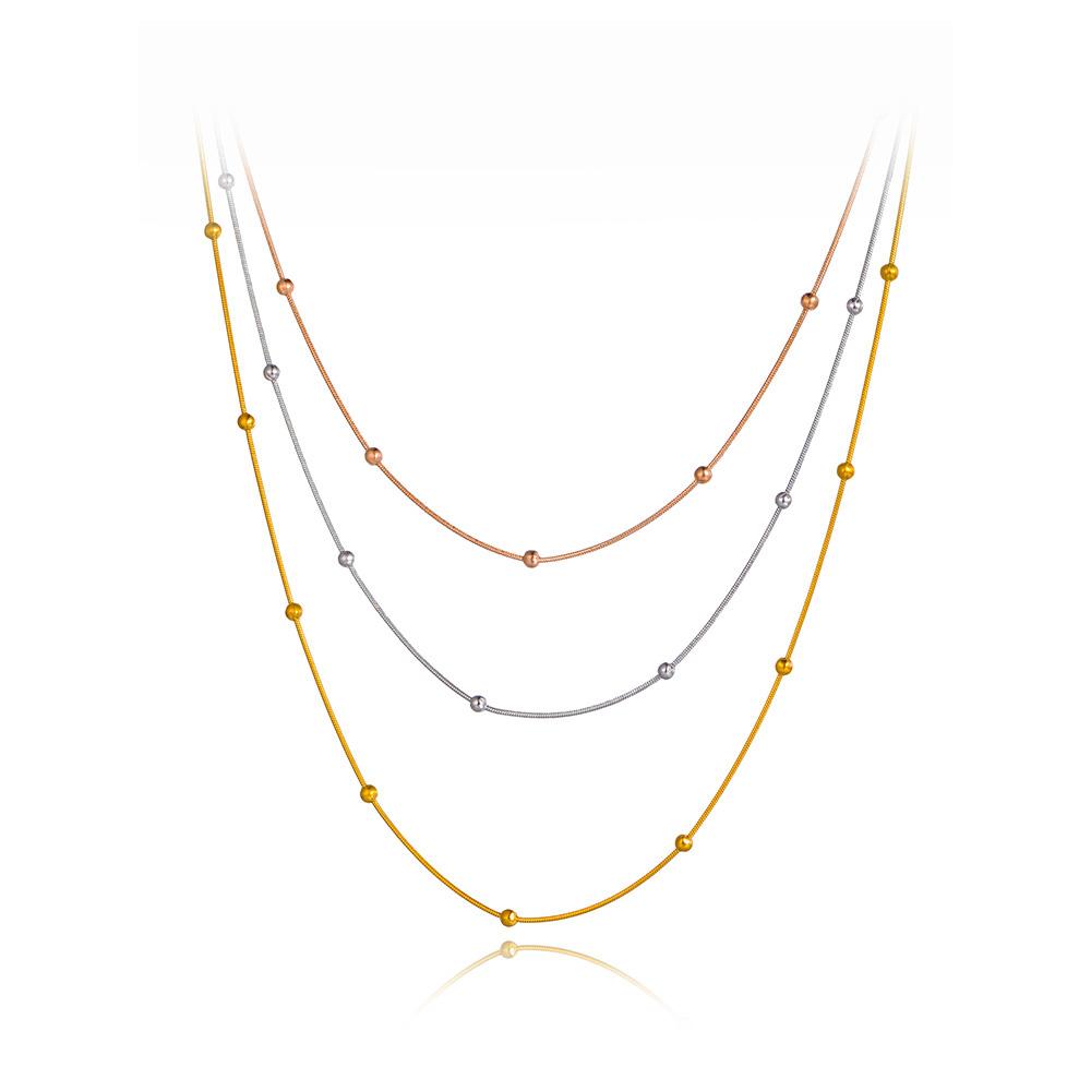 Fashion 316L Stainless Steel Three Layer Weave Necklace Bracelets for Women Flat Snake Chain Handmade Waterproof Jewelry B20126