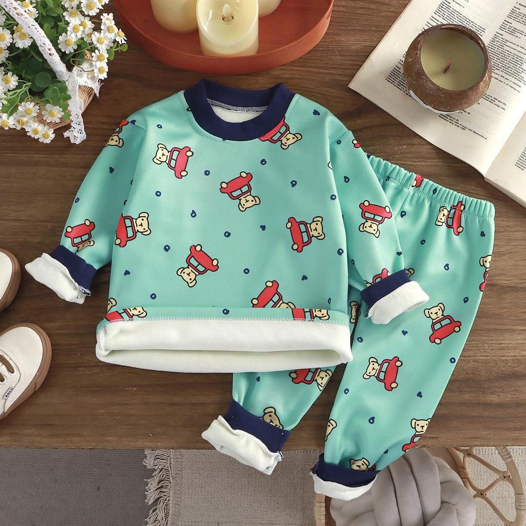 Kinder Fleece-gefüttertes Thermo-Unterwäsche-Set für Jungen & Mädchen - Gemütliche Herbstkleidung