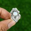 Natural Larimar Gemstone Statement Flower Adjustable Ring 925 Silver For Women