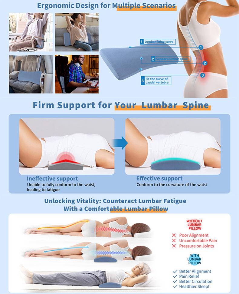 Ergonomic Memory Foam Lumbar Support Pillow