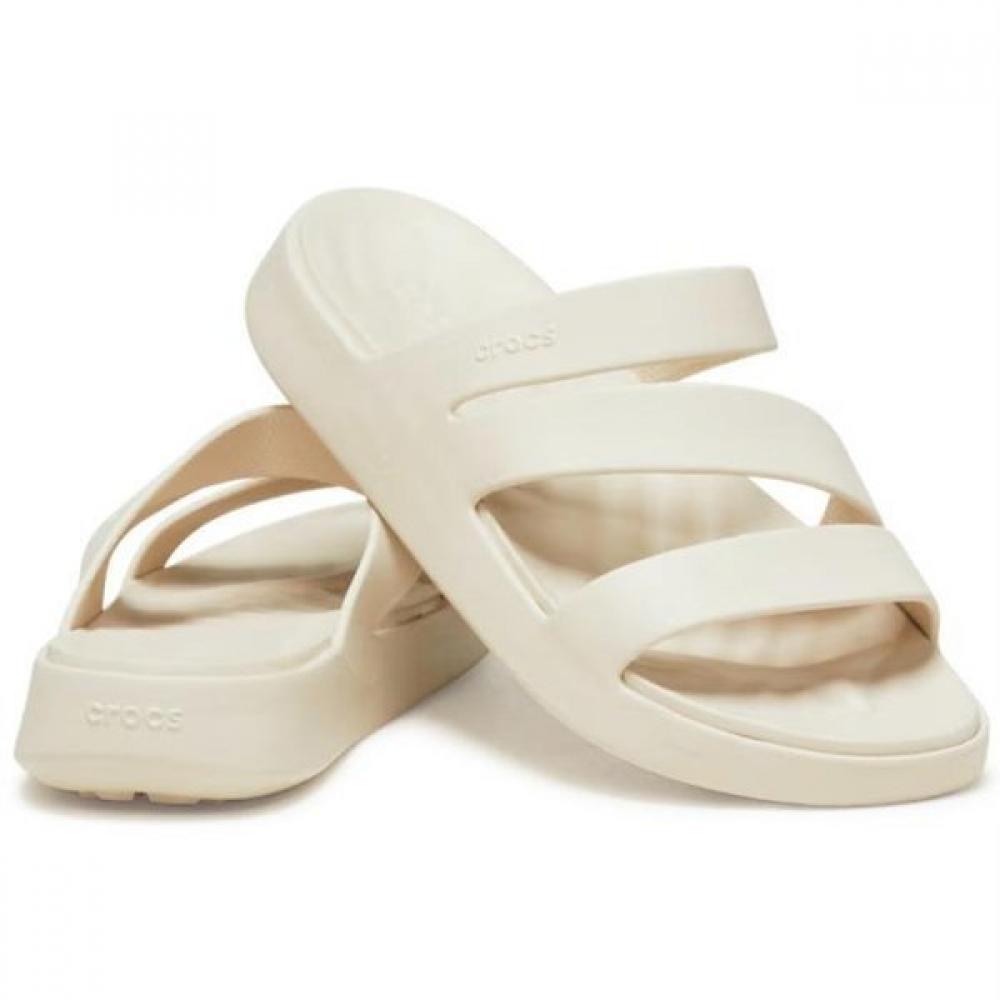 

CrocS Hc02 Getaway Strappy SandalS Women S Store Shipment Low Heel Comfortable Lightweight Stitch stucco beige/w8