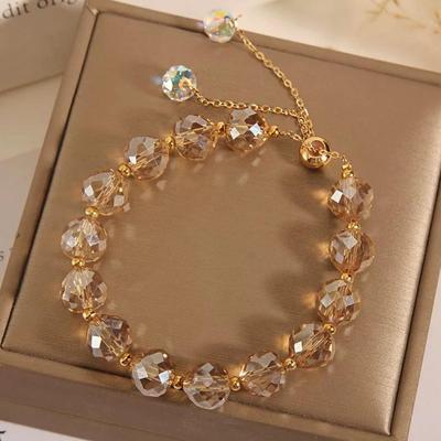 Bracciale da donna minimalista rotondo in cristallo stile coreano