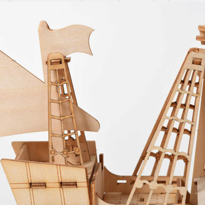 DIY  Sailing Ship Toys 3D Wooden Puzzle Toy Assembly Wood Craft Kits Desk Decoration for Children Kids