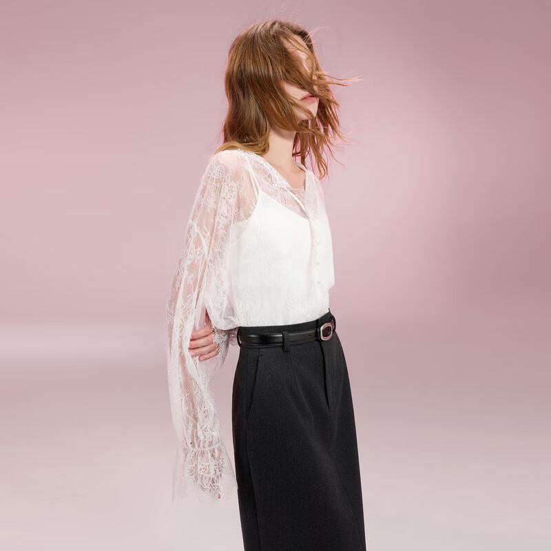 

Sancai Women s 2025 Autumn V-Neck Lace Blouse Two-Piece Set L