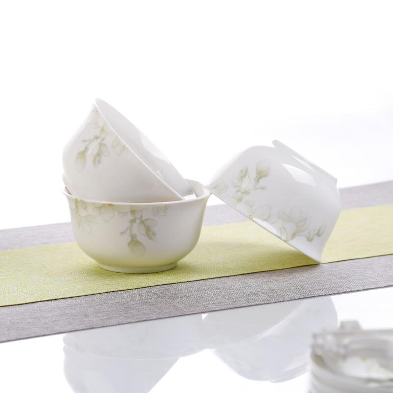 Aiyiresi 56-teiliges weißes Magnolien-Keramik-Geschirrset