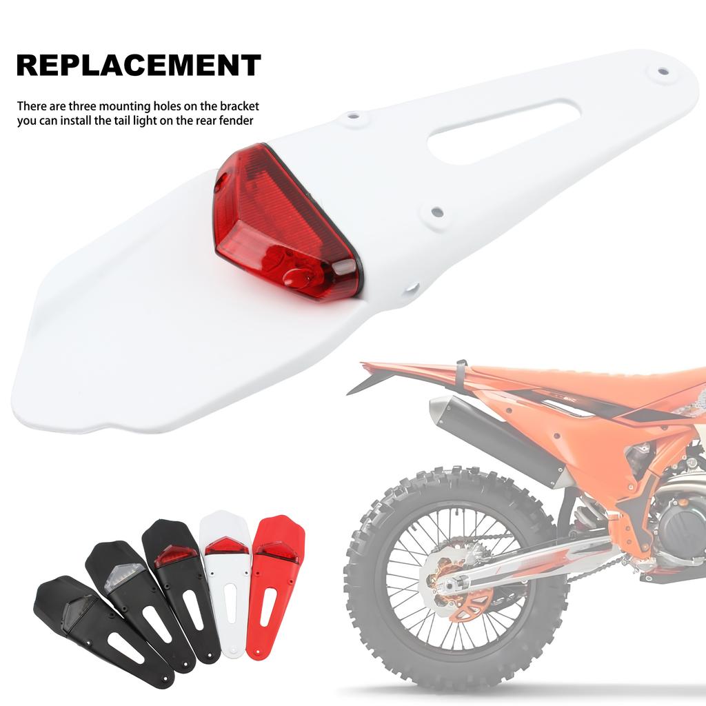 Universal Motorcycle LED Brake Tail Light License Plate Lamp Rear Fender For Motocross Dirt Bike Pit Bike Waterproof Accessories
