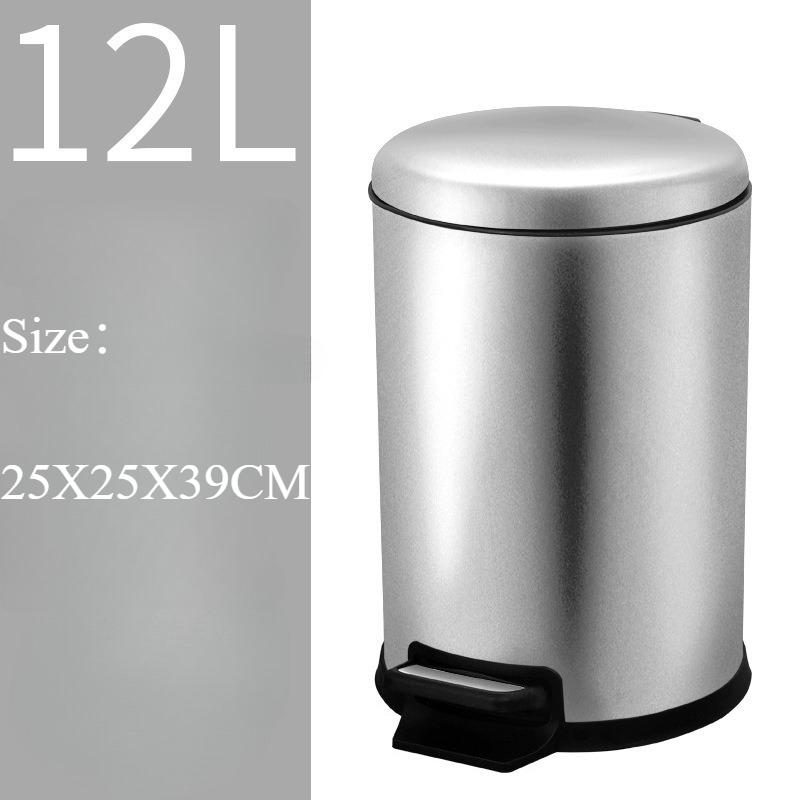 Stainless Steel Trash Can Toilet Waste Bins Kitchen Round Large Luxury Litter Bin Household Food Garbage Disposal Container