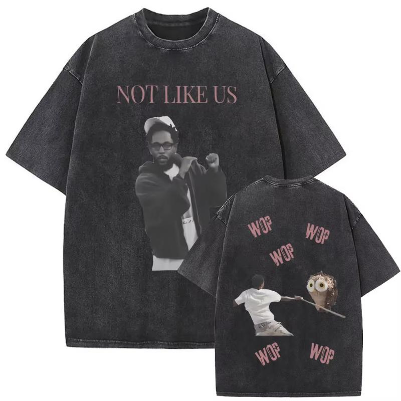 T-shirt Vintage Lavata Edizione Limitata Rapper Kendrick Lamar They Not Like Us Estate Unisex Donna Hip Hop Oversize Street Girocollo Maglietta