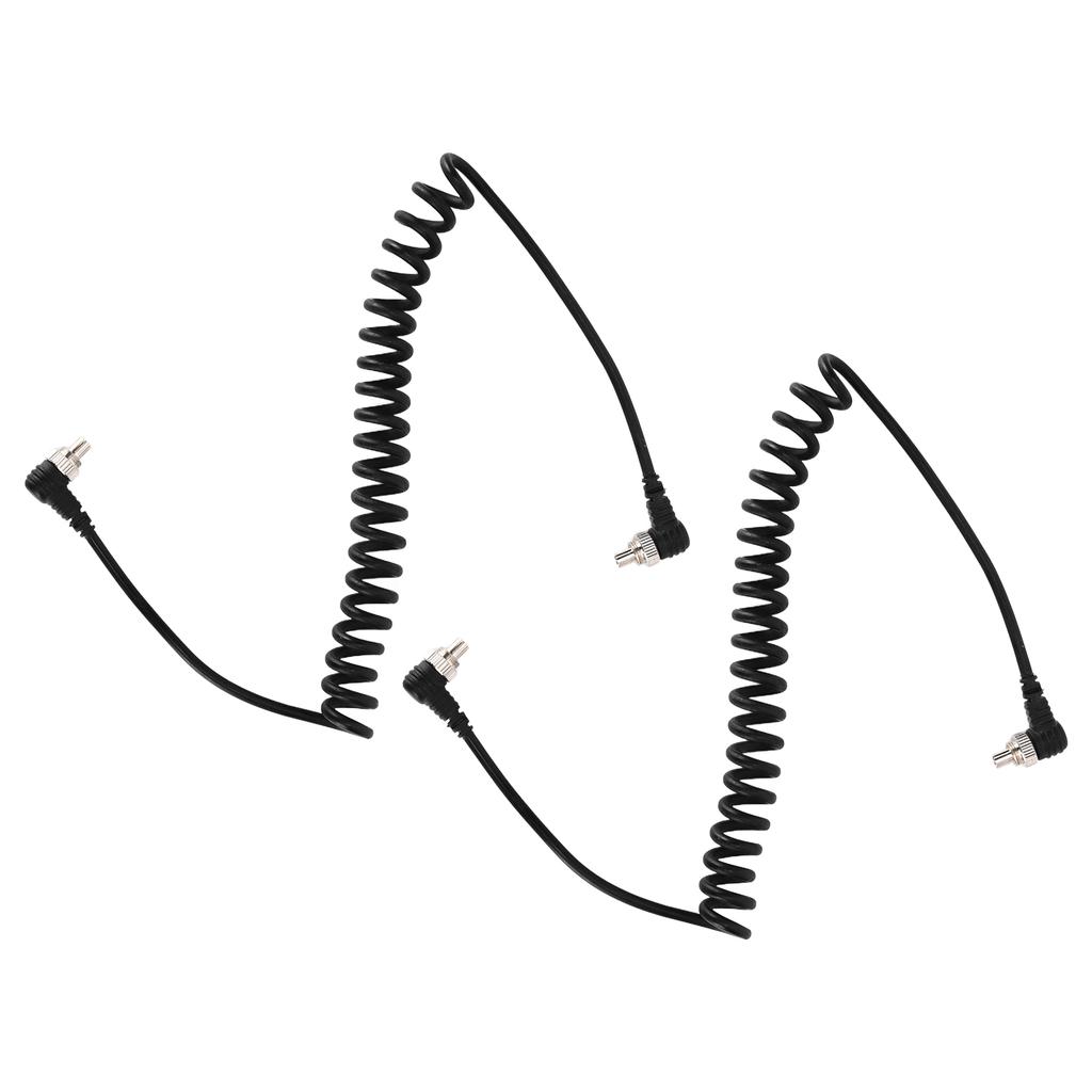 2Pcs Camera Flash Synch PC Cord Male to Male Speedlite Spring Cable Universal Type for Studio Video