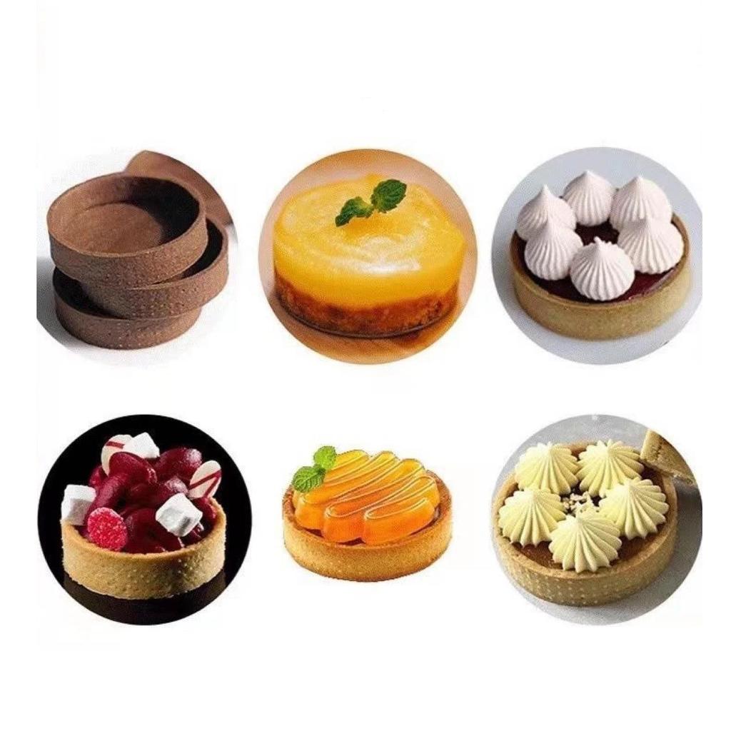 6PCS 8cm Silver Round Stainless Steel Tart Rings Mould French Dessert Mousse Cake Fruit Tarte Mold for Family Party Baking Tools