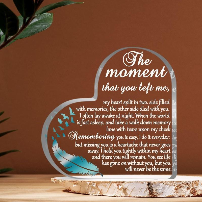 Memorial gift - heart-shaped acrylic keepsake, funeral mourning, remembrance gift for the loss of a loved one chiaro