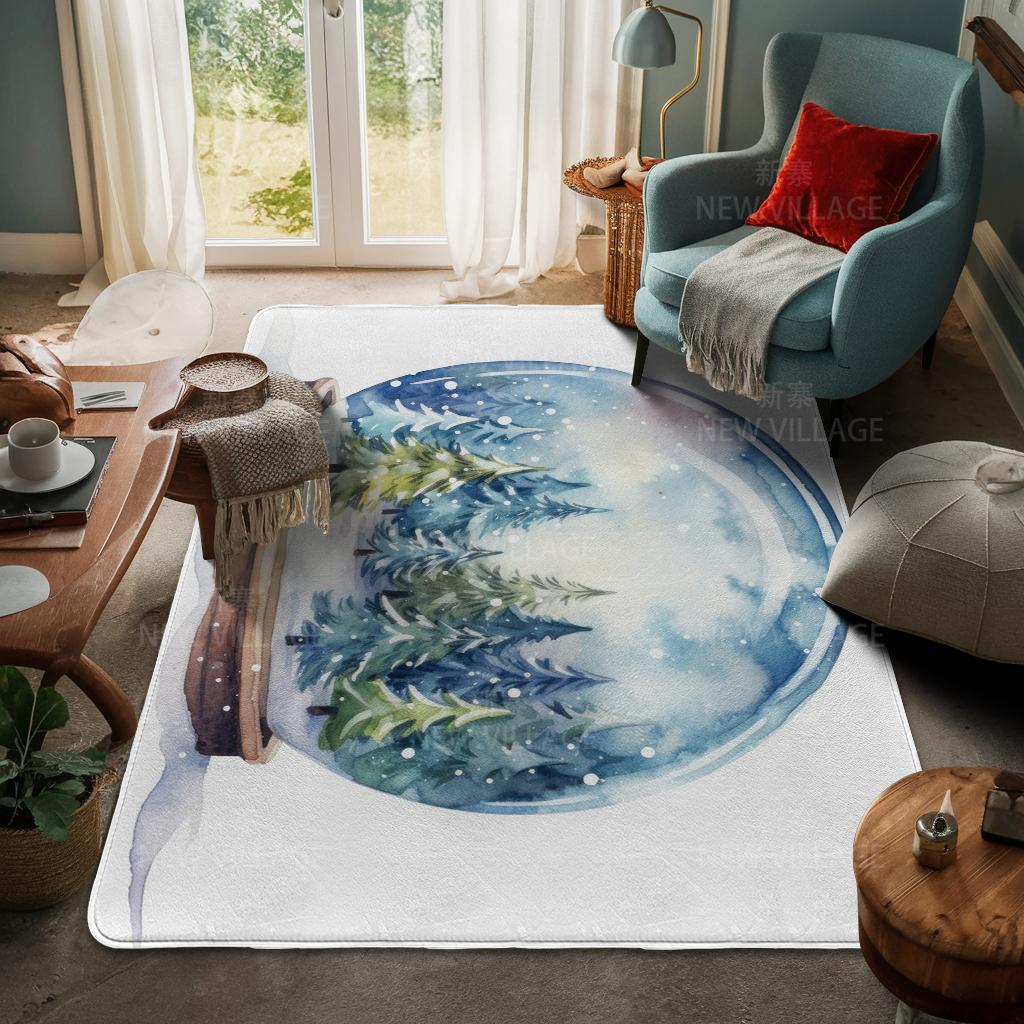 House Entrance Carpet Home Door Mat Living Room Bath Foot Bathroom Non-slip Water Absorption Rugs Bath Merry Christmas Winter
