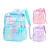Kids Clear Backpack Waterproof Student Backpack with Love Heart Prints Book Bag