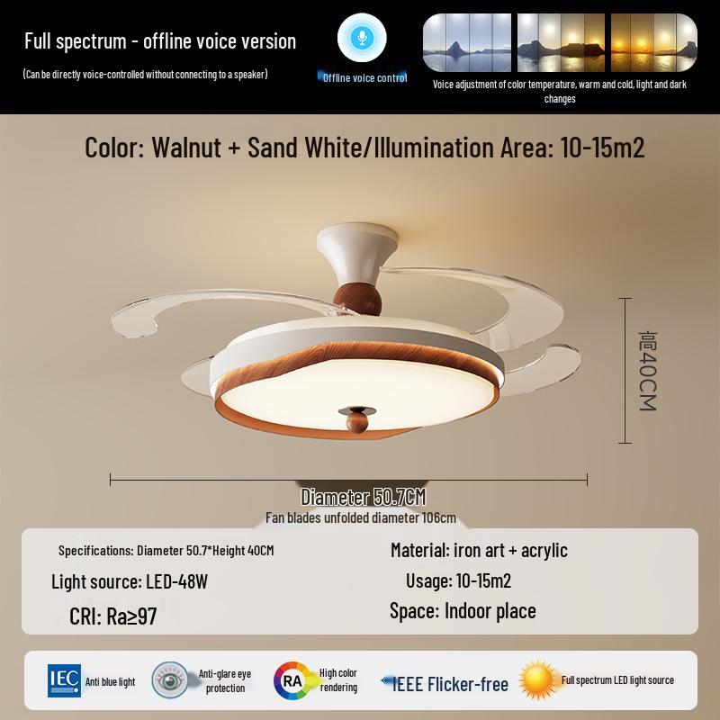 Creative French Chandelier Eggshell Fan Light for Living Room & Bedroom