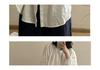 Spring/Summer 2026 Artistic Loose-Fit Plus Size Women's Linen Shirt with Pleated Stand Collar and Long Sleeves