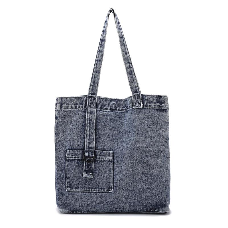 Laid-back Retro Denim Single-shoulder Bag Women's Casual Commuting Tote Bag Large-capacity Travel
