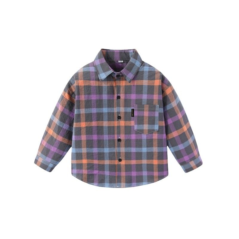 Pure Cotton Kids Shirt Gingham Spring and Autumn Boys and Girls Shirt Long Sleeves Children Lapel Cardigan Casual Tops