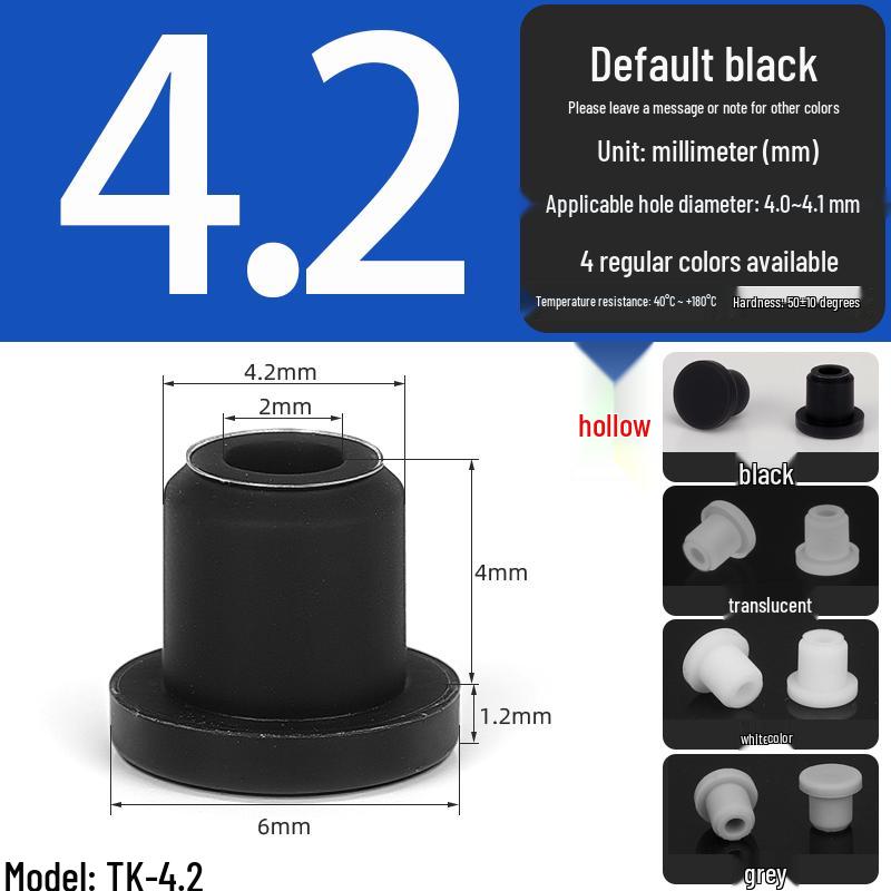 Black High-Temperature Resistant T-Shaped Silicone Stopper - Round Hole Rubber Gasket & Shock-Absorbing Blind Plug