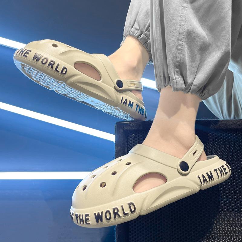 Hole Shoes Men'S Non-Slip Beach Sandals Outdoor Casual Thick-Soled Slippers Men'S