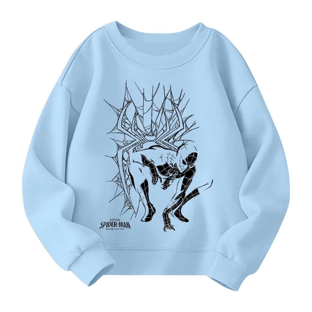 Boys and girls round neck plus velvet pullover printed top sweatshirt