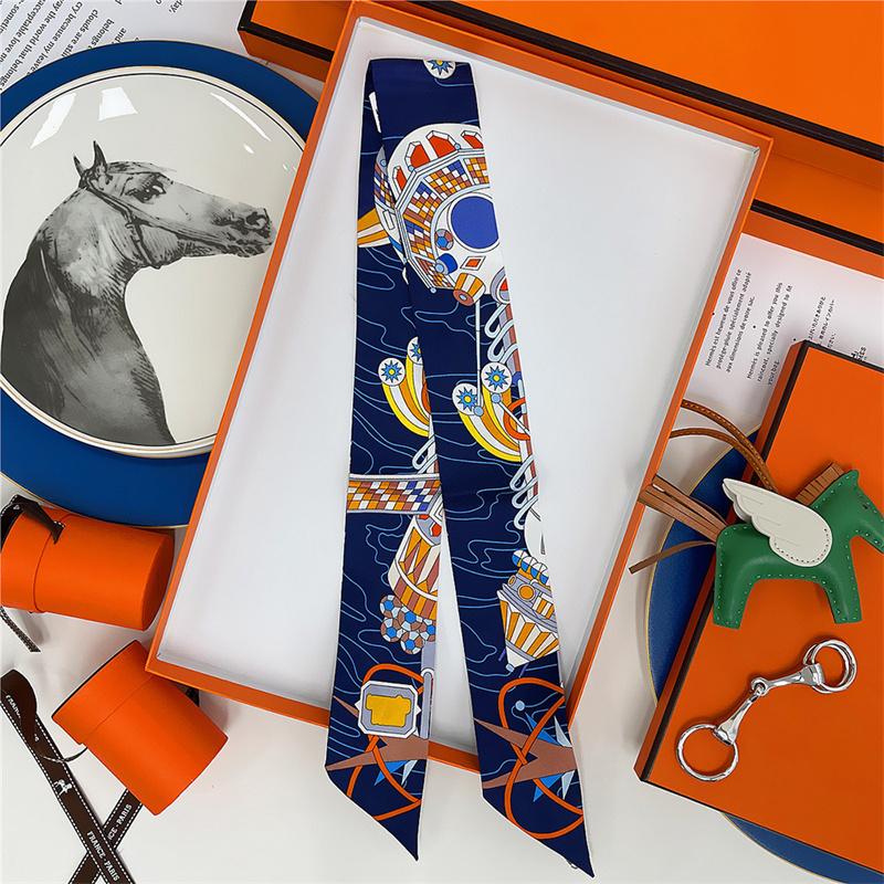 Cachecol de Seda 100% de Alta Qualidade Marca de Luxo Mulheres Faixa de Cabeça Faixa de Cabelo Foulard Gravata Lenço de Pescoço Cachecóis Skinny Acessórios