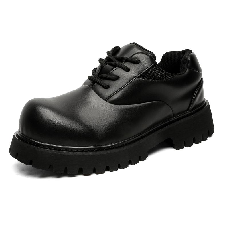 

Men s Black leather shoes Thick Bottom Fashion Style Party or office work 38-46 High quality four season youth shoes New Derby 46 чорний