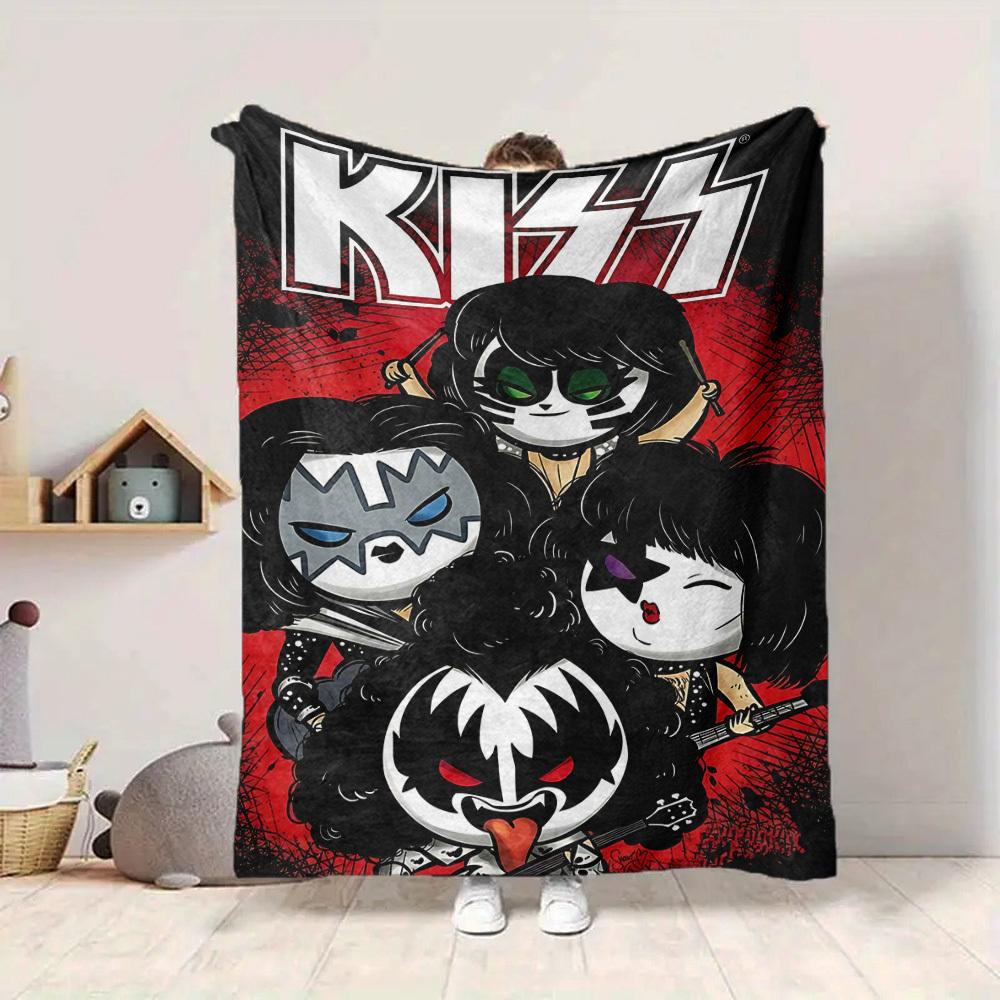 1pc KISS Band Merchandise Blanket Soft All Season Throw with Vibrant Design, Perfect for Home, Travel, and Gifts, Ideal for Naps and Camping