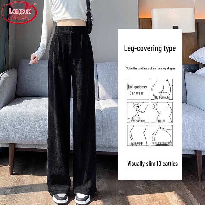 Langsha Women's 2025 A/W High-Waist Chenille Wide-Leg Suit Pants