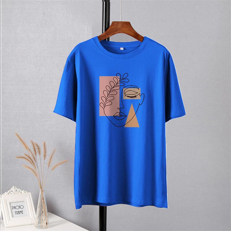 Shellsuning-Camiseta con estampado estético de gran tamaño para mujer, ropa de calle sencilla de manga corta a la moda, camisetas suaves, Tops artísticos básicos de algodón 100% para mujer