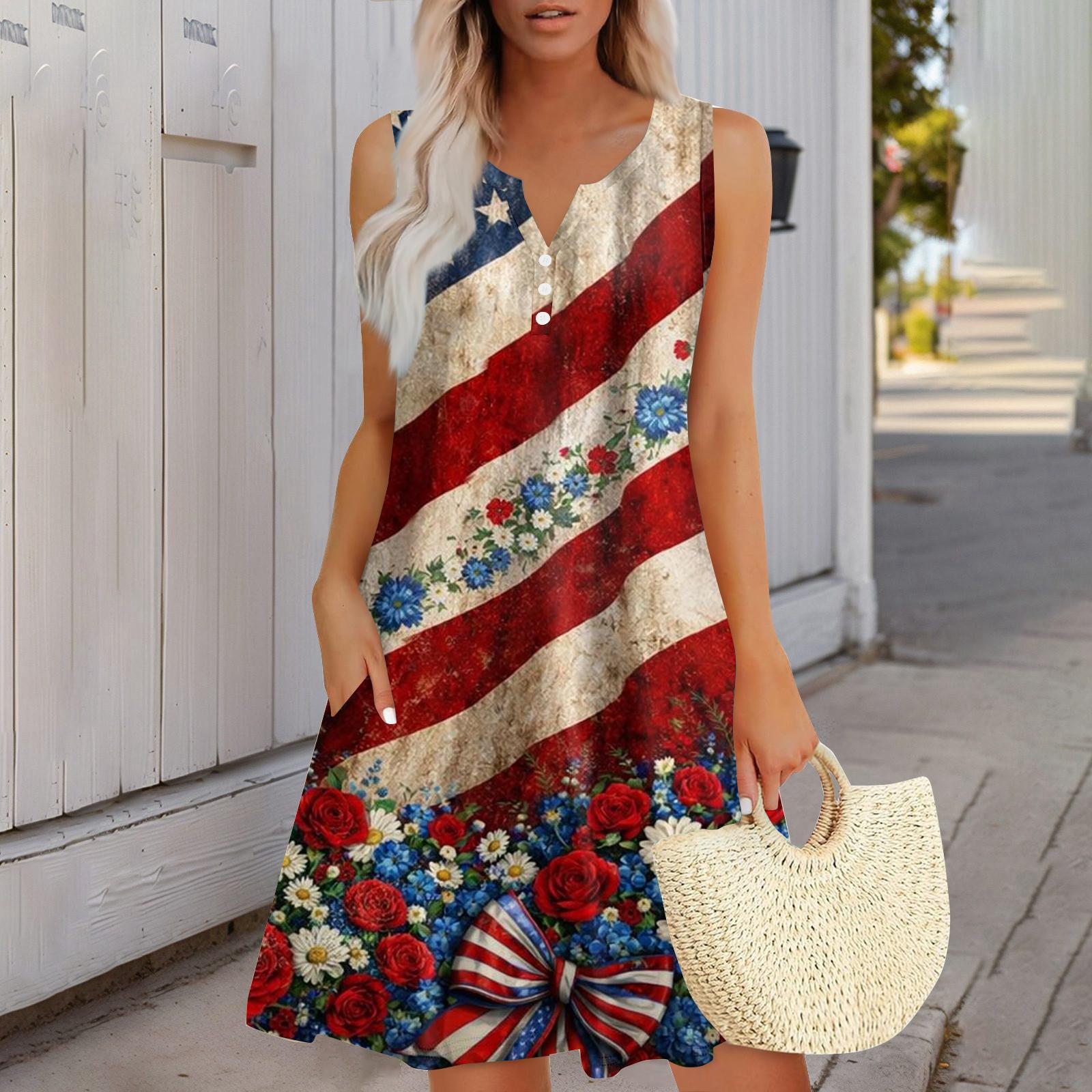 

Модное повседневное женское платье с принтом ко Дню независимости XXL