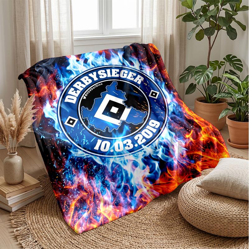 Hamburger SV Football Print Flannel Blanket, Soft Warm Lightweight Throw Blanket for Sofa Bed Camping