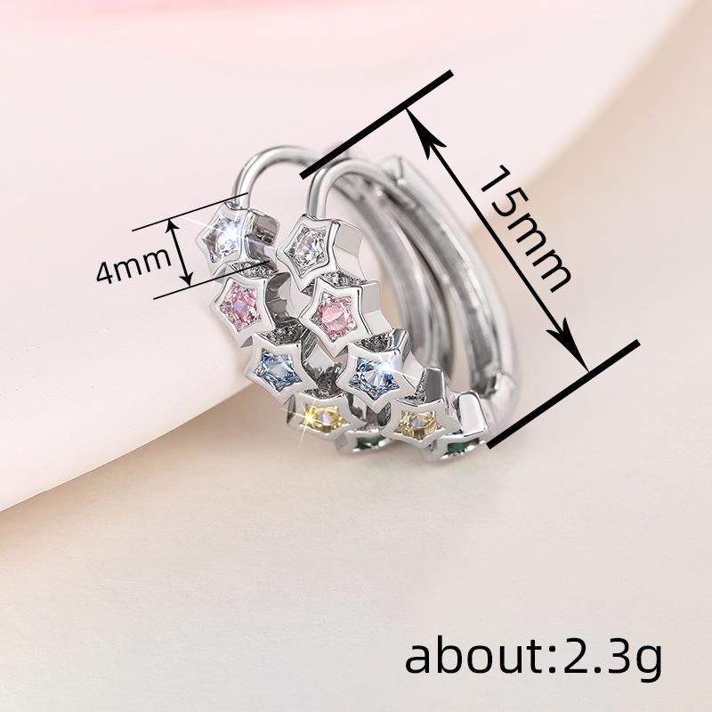 Sweet Colored Zircon Earrings, Fashionable And Exquisite Star Design Earrings, Douyin Explosion