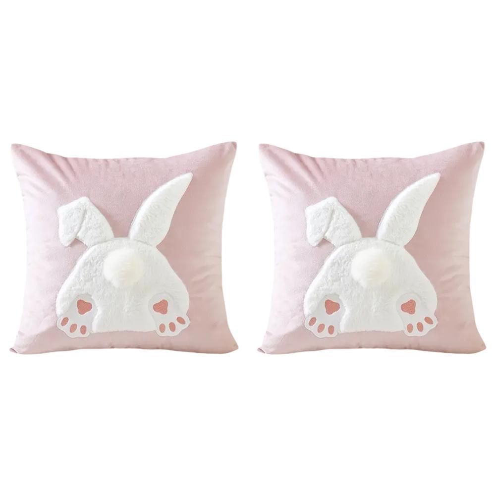 2/1pcs Easter Funny Bunny Throw Pillow Covers Decoration Sofa Rabbit Soft Pillowcase Case Couch Cushion Cover Home Decor 45x45cm