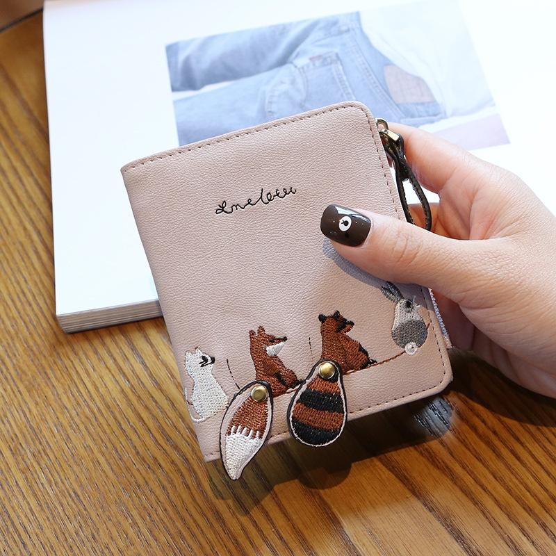 IELGY ins Wallet Female Short Style Korean Version Cute Fresh Folding Mini Trendy Unique Coin Purse