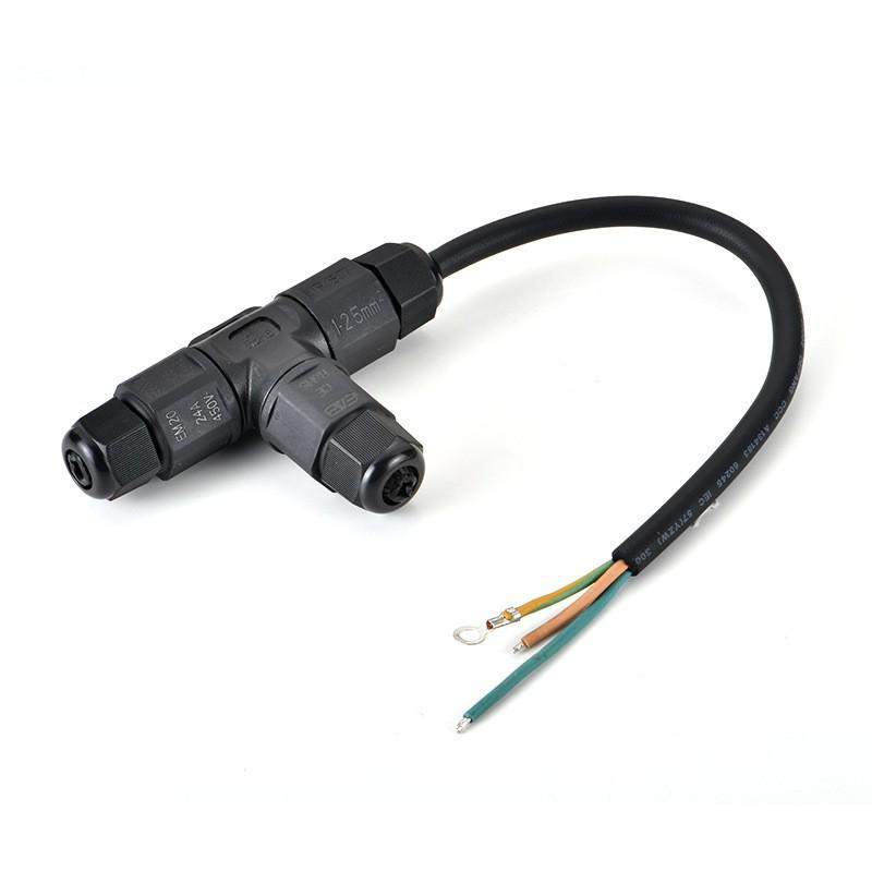 T-Type Outdoor Waterproof Connector: Three-Core Pure Copper Cable for LED Wire DC Power Cord