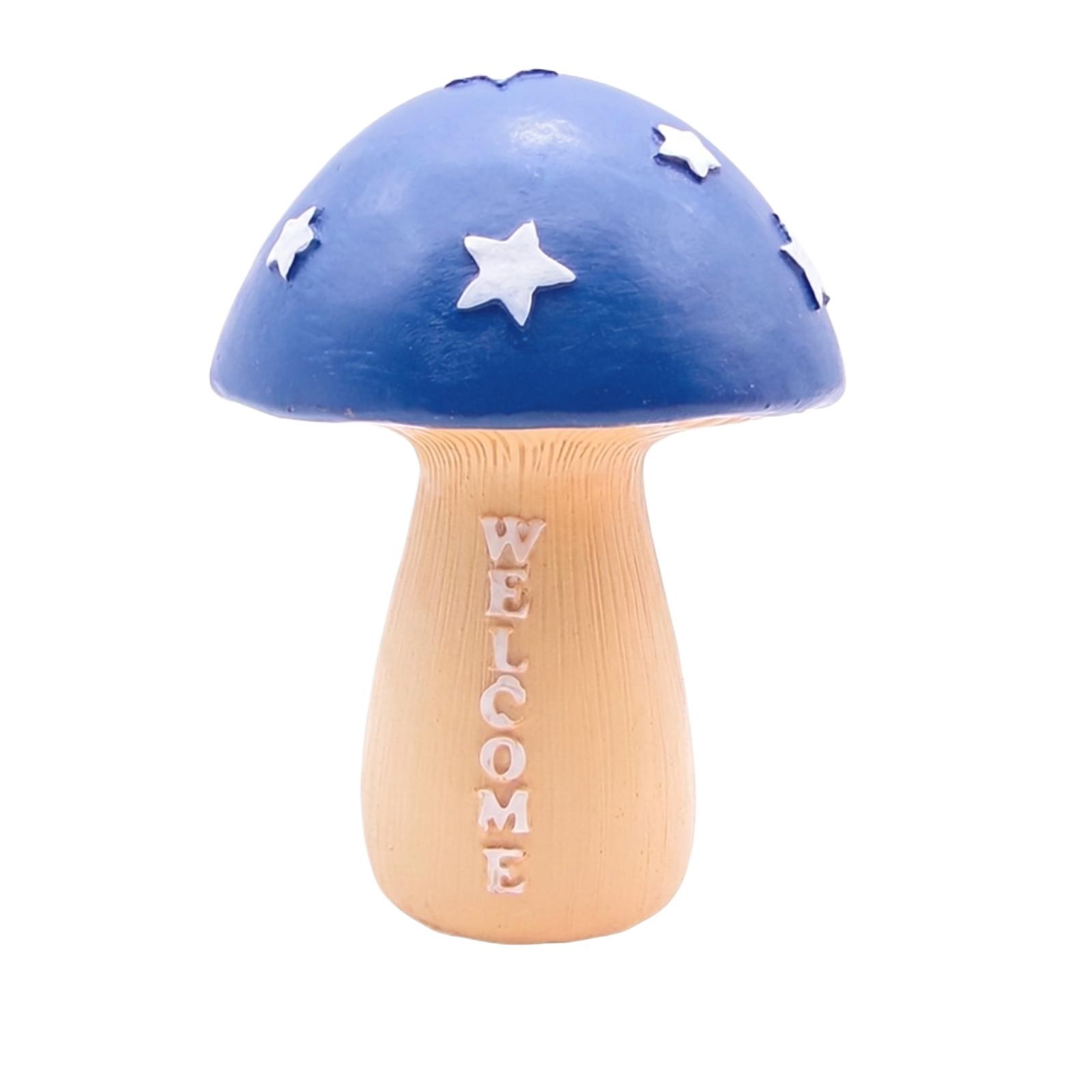

Resin Mushroom Decoration with Star Pattern and Welcome Text Ideal for Holiday and Seasonal Indoor Outdoor Display Garden Ornament One Size