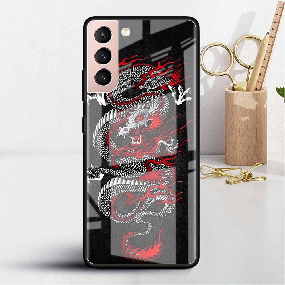 

Стеклянный чехол с изображением дракона для Samsung Galaxy S22 S20 FE S21 Plus, чехол для телефона S10 5G S9 Note 20 Ultra 10 Lite Shell Samsung S22 Plus 5G