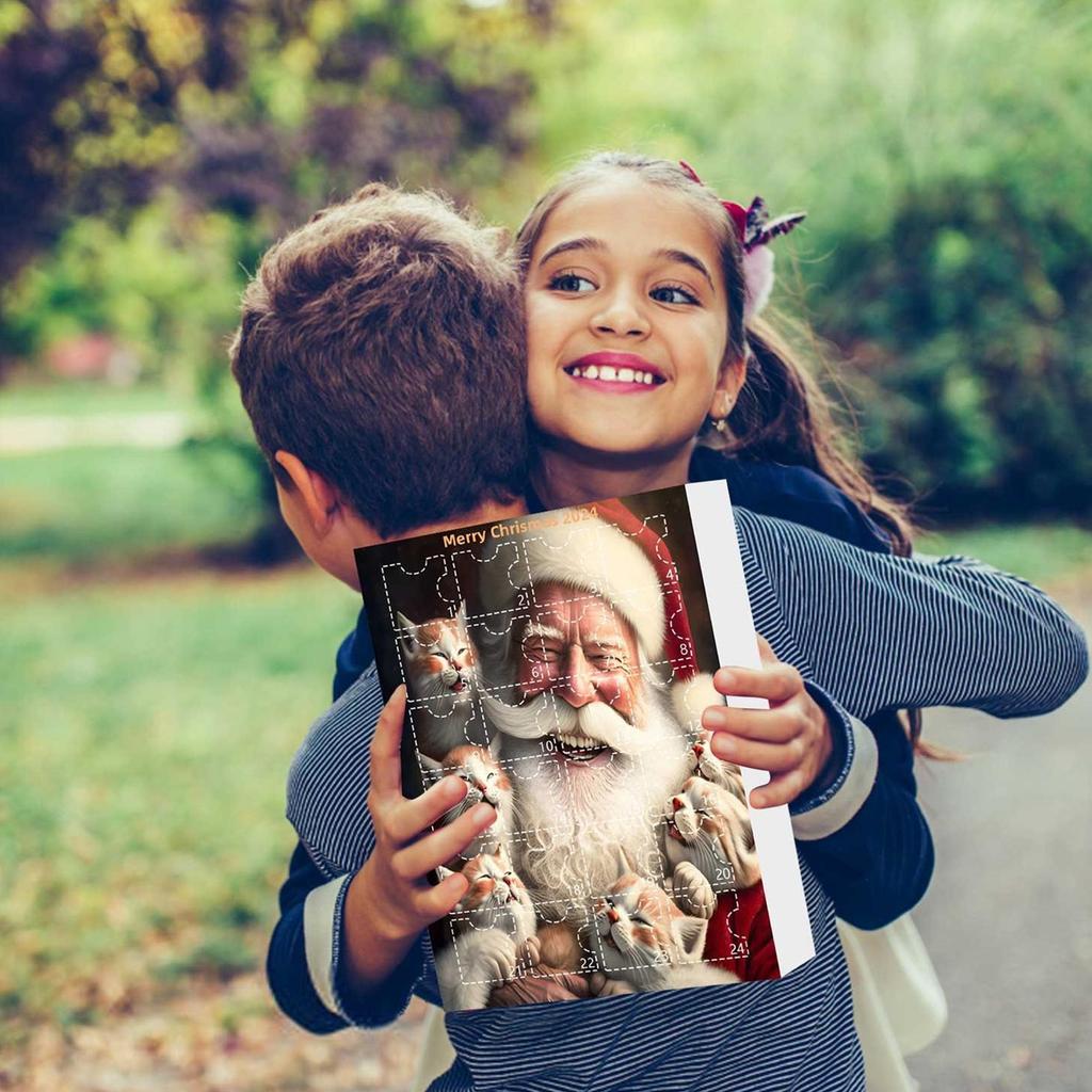 2D Acrylic Cat Advent Calendar - 24 Days Christmas Countdown Calendar with Kitten Toys, Fun Holiday Surprise Gift for Children