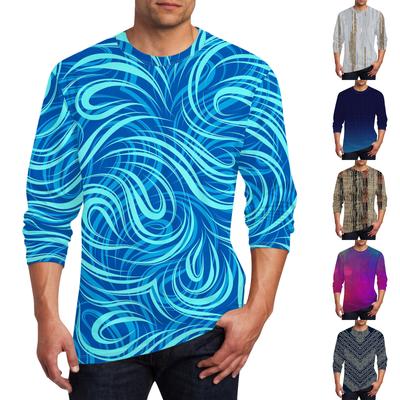 Herren T-Shirt O-Ausschnitt Kleidung Bekleidung Outdoor Langarm Print Mode Designer Vintage