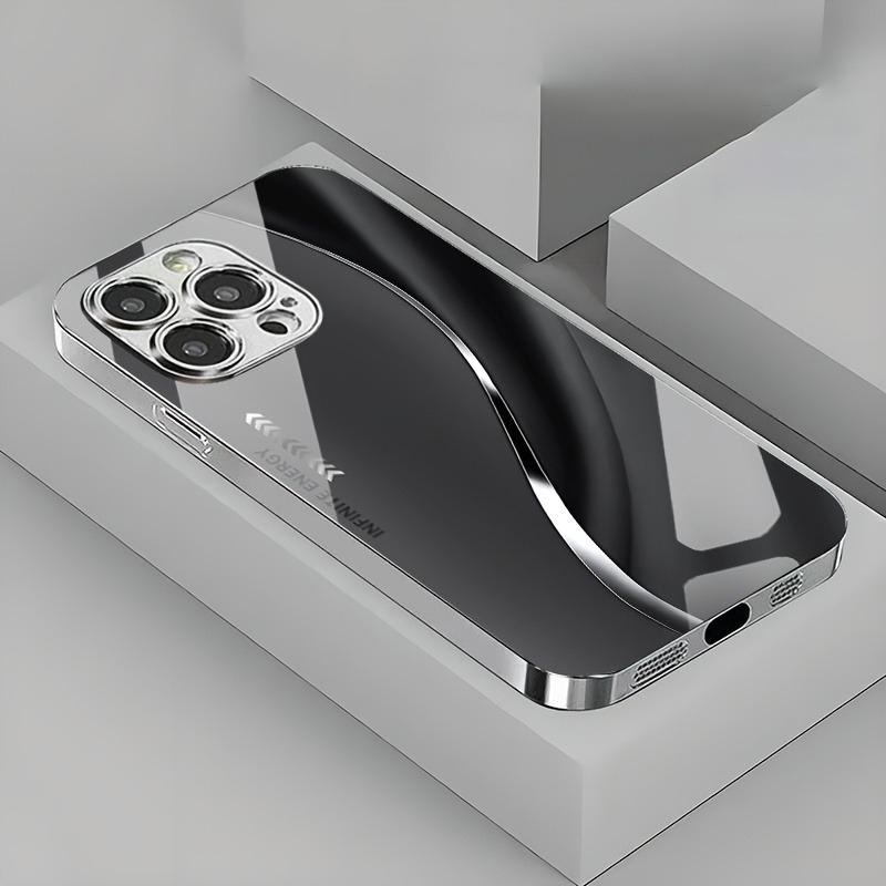 Coque de téléphone minimaliste à dégradé et courbe plaquée pour iPhone 17 16 15 14 13 12 11 Pro Max Plus 16E 17 Air Housse en verre trempé