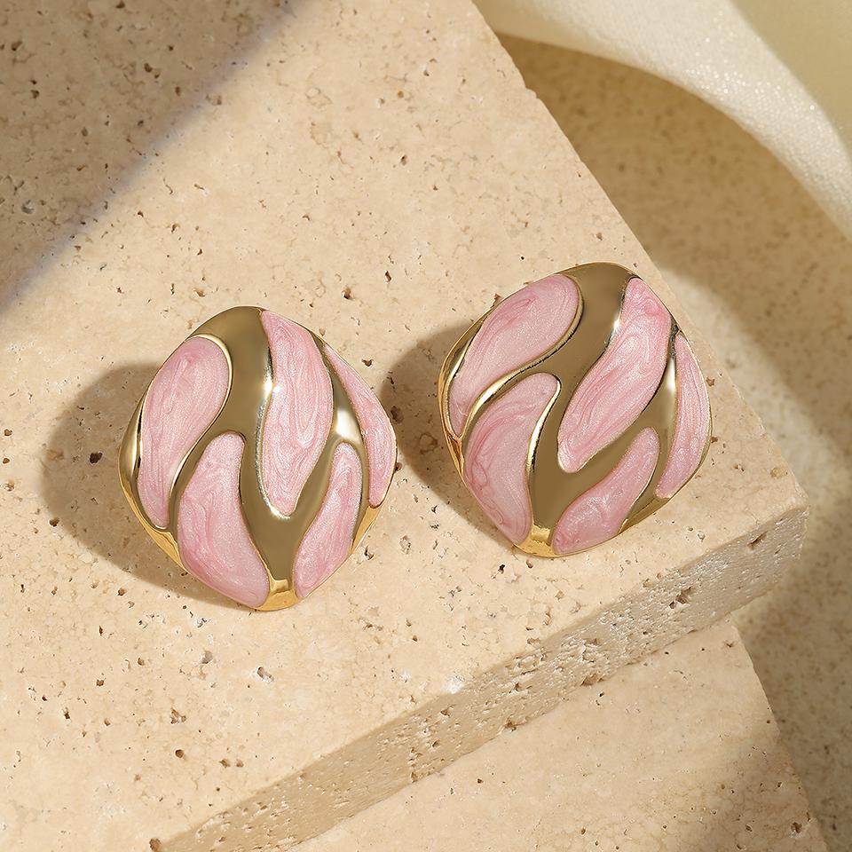 Htpwe Stainless Steel Dripping Round Butterfly Stud Earrings Women 18k Gold Couple Holiday Gift Earrings Party Daily Zircon