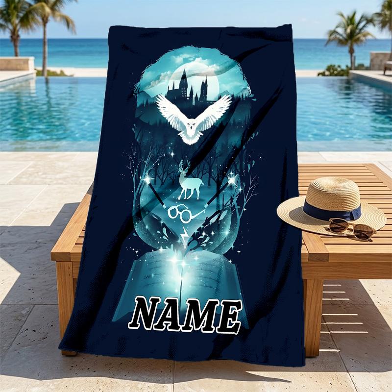 Custom Name Winter Flight Stylish Digital Printing Beach Towel Quick‑Drying Absorbent Blanket for Beach Pool Gym Travel