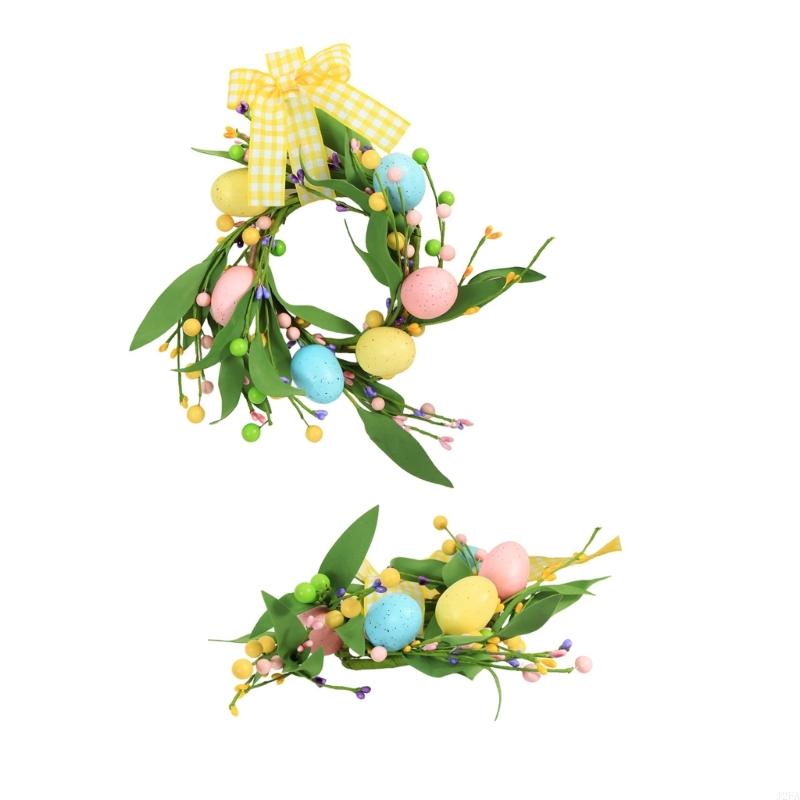 Plastic Easter Decorative Wreath With Simulated Eggs Flower Door Ornament