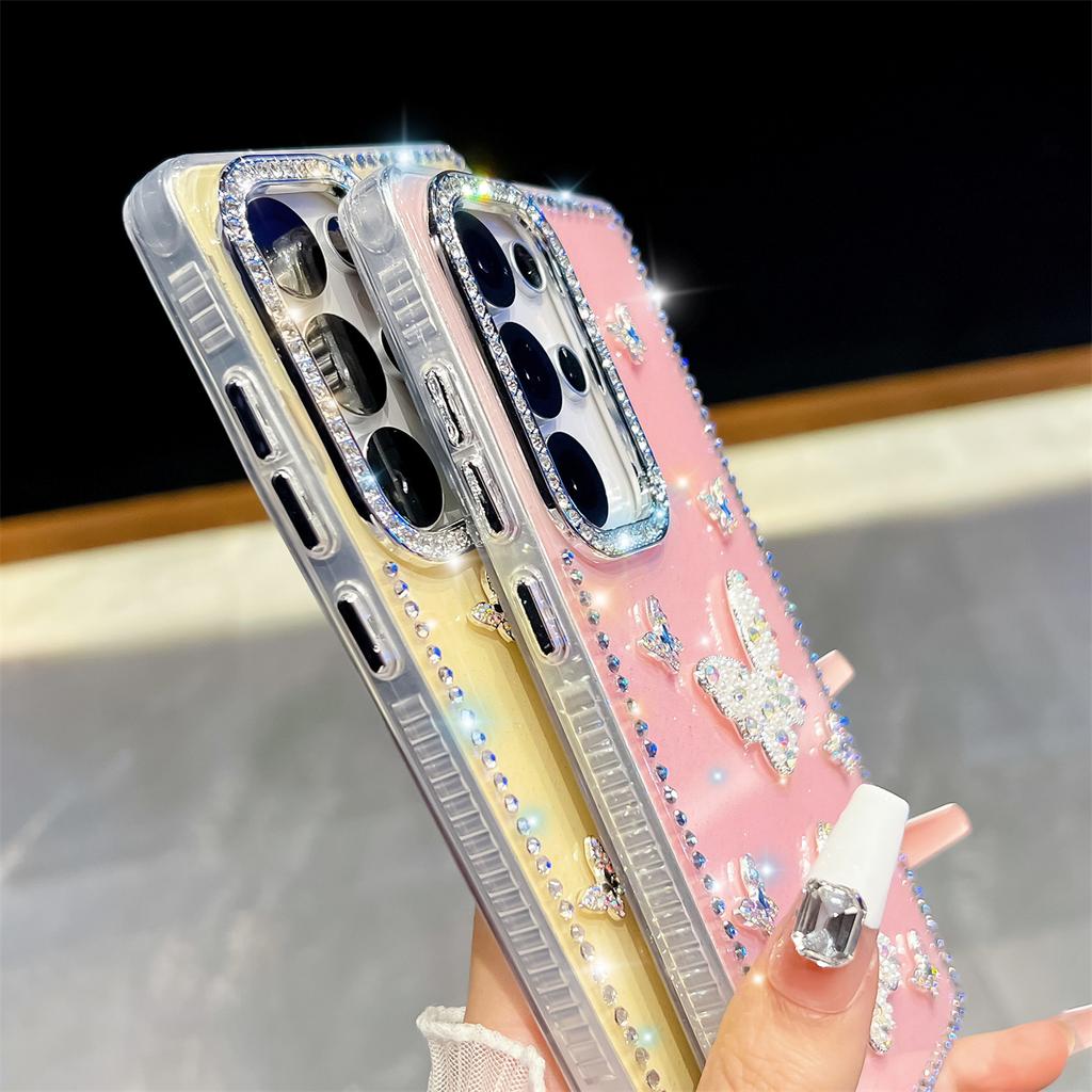 Handmade Sparkly Diamond Butterfly Swarm IMD Phone Case, Compatible with Samsung S23 Ultra/S24/S25 & A07/A15/A16/A17/A26/A35/A36/A55/A56