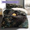 Black Cat Pattern Bedding Quilt Set  Home Decoration  Gift (1 * Duvet Cover + 2 * Pillowcase  Without Core)