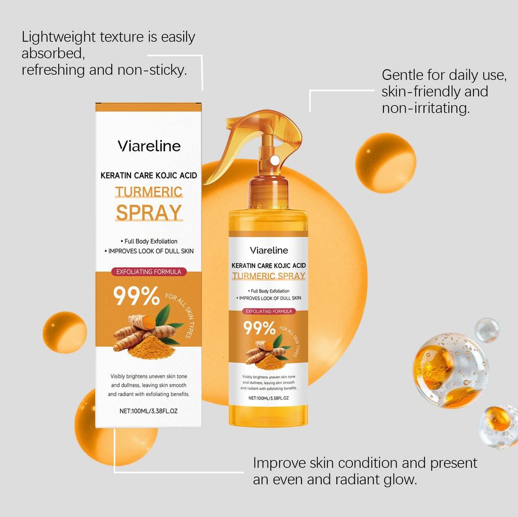Kojic Acid Turmeric Exfoliating Spray Gentle Exfoliating Hydrating Moisturizer Smooth Brightening Dead Skin Calluses Removal